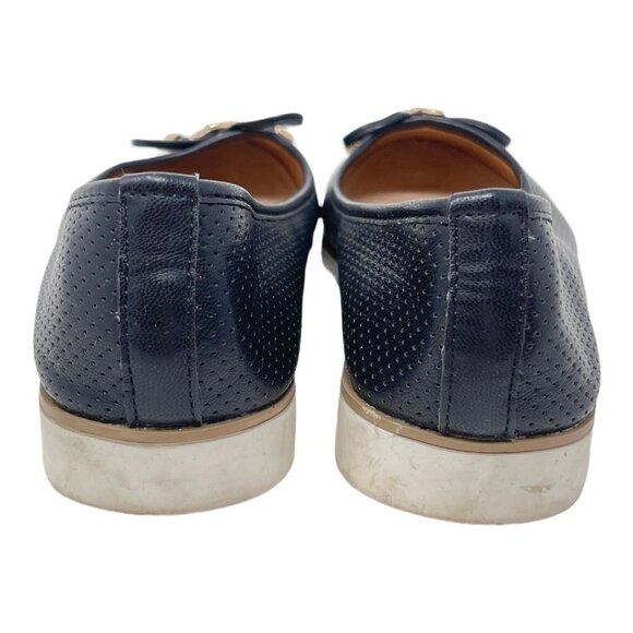 T.TACCARDI Size 35 Black Perforated Ballet Flats Shoes Bow Comfort - Picture 5 of 7